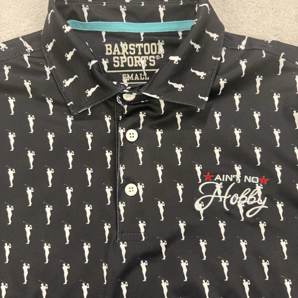 Barstool Sports Polo Men Large S Geometric Golf‎ Performance Stretch
